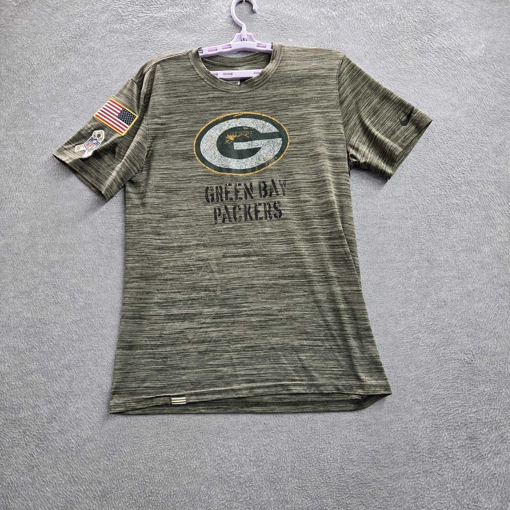 Green Bay Packers Men Shirt‎ M Salute To Service Nike Striped Activewear